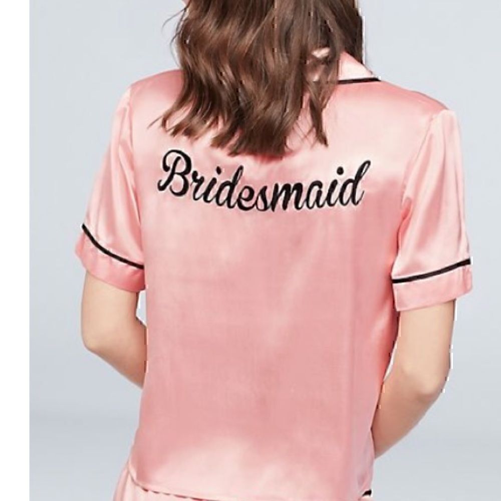 NWT Silky Embroidered Bridesmaid Pajama Top